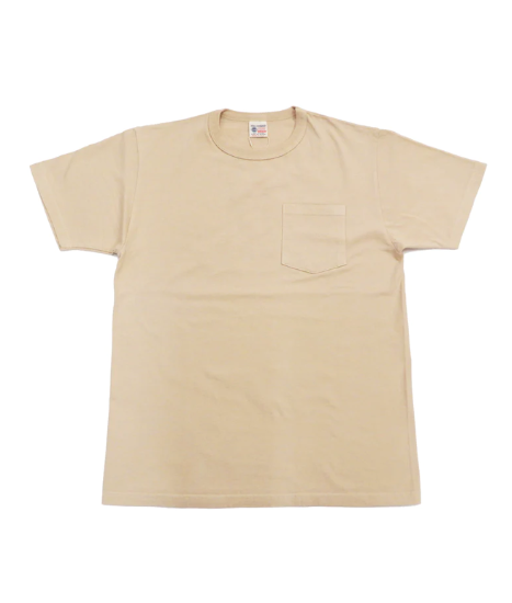 BUZZ RICKSON - T-SHIRT MEN'S SHORT SLEEVE LOOPWHEEL PLAIN POCKET TEE BR78711 BEIGE