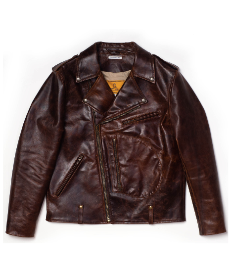 SHANGRI-LA HERITAGE - VESTE CUIR DE CHEVAL “CHIODO” WHISKEY 