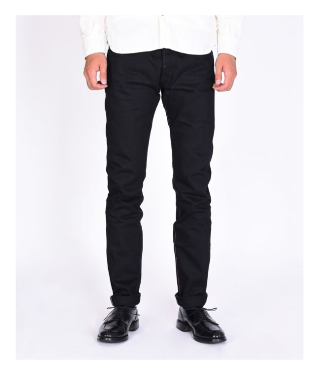 MOMOTARO - 0306-B 15.7OZ SELVEDGE BLACK DENIM TIGHT TAPERED JEANS 